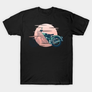 vintage motorcycle geometric retro style T-Shirt